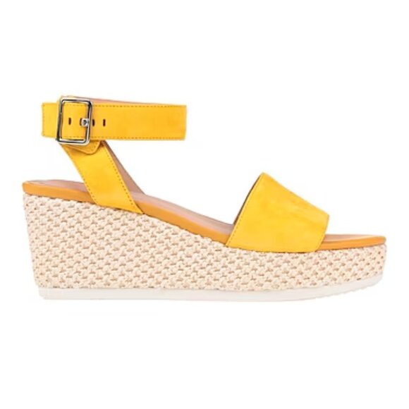 Geox Women's D Lipari a Sandals Yellow Suede Wedge Espadrilles Size: 10 NIB - Picture 4 of 4